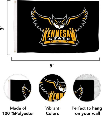 Desert Cactus Kennesaw State University Flag Owls KSU Flag Banners 100% Polyester Indoor Outdoor 3x5 feet Flags (Style 8) in Saudi Arabia