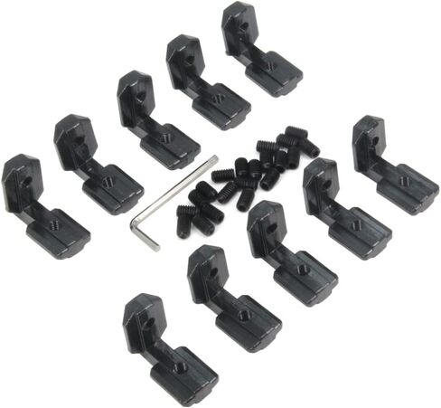 10PCS Black T Slot L-Shape 90 Degree Interior Inside Corner Connector Joint Bracket with Screws for 8mm T Slot Aluminum Extrusion Profile 4040 Series Slot (4040-Black) in Saudi Arabia