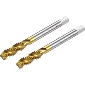 uxcell 2pcs Spiral Flute Thread Taps, 1/2-13 UNC H2 Screw Threading Tap, Titanium Coated 6542 High Speed Steel Machine Tapping Tools for Machinist Repair