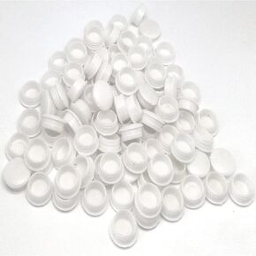 100Pcs 15mm/0.59in Plastic Plugs for Holes,White Screw Hole Plugs Button ,for Chair Cabinet Cupboard Shelf(15mm)