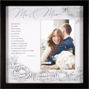 Malden International Designs Mr & Mrs Corinthians 5x7 Black Matted Shadowbox Frame With Floral Print