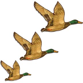 CAKIROTS 3Pcs Duck Decor Mallard Duck Wall Art Wooden Flying Ducks Decor Rustic Farmhouse Wood Ducks Wall Decor for Nursery Bedroom Office Playroom Living Room