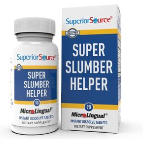Superior Source Super Slumber Helper, Quick Dissolve MicroLignual Tablets, 90 Count, Melatonin (5 mg), Valerian, Chamomile, L-Theanine, GABA, Natural Herbal Sleep Support, Non-GMO