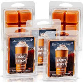 Basic Bitch Pumpkin Spice Scented Wax Melt Cubes - 5 Pack Bundle Deal - 2 Ounces Per Package - Fall Scent - Autumn Candle Wax Cube Melts