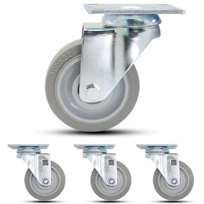 Casoter 3" TPR Swivel w/Metal Side Brake Caster,Top Plate Mounted,Thermoplastic Rubber Wheels,Double Ball Bearing,Smooth Silent Sturdy,Medium Duty 700Lbs Total Load Capacity 4-Pack,DIY Project