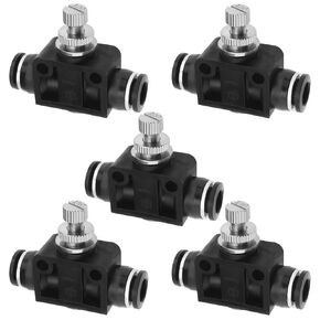 5pcs 8mm Tube OD Air Flow Control Valve Union Pneumatic Speed Control Flow Controller Throttle Valve Speed Control Valve Push to Connect Fitting