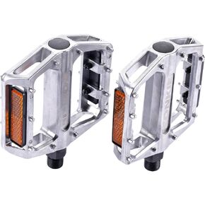 Bike Pedals, Bicycle Pedals Flat Aluminum Alloy Platform, DU Bearing Axle, 9/16 Inch