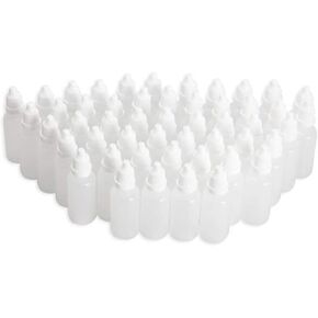 XINGZI 50PCS 15ml/0.5oz Empty Refillable Clear Plastic Dropper Bottles Portable Squeezable Eye Liquid Dropper Container with Plugs and Screw Caps for Cosmetic Essential Oil Reagent Lab Drops