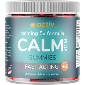 Calm Gummies 5x Stress supplement with Ashwagandha GABA L-Theanine Lemon Balm Melatonin | Might help Support Healthy Response to Stress | Vegan & Sugar Free | Strawberry 1 month supply