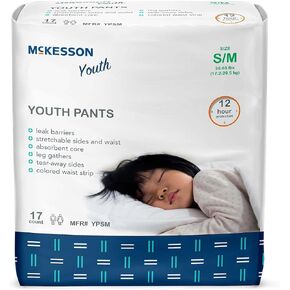 McKesson Youth Pants, Overnight Pediatric Pants for Boys or Girls, Disposable Training Pant, 12 Hour Protection - Size Large/XL, 60-120 lbs, 14 Count, 1 Pack