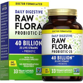 Nature's Truth Raw Flora Probiotic with Prebiotics | 40 Billion CFU | Daily Digestive Vegan Capsules | Gluten Free Supplement for Men and Women