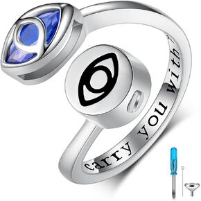 Evil Eye Urn Rings For Ashes 925 Sterling Silver Cremation Rings For Ashes For Women Keepsake Memorial Jewelry Gifts For Women