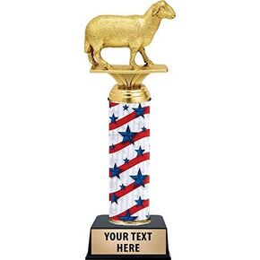 Crown Awards Sheep Trophy, 10.5" Sheep Award Trophy, Customize Now Prime