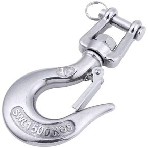 304 Stainless Steel Clevis Slip Hook with Safety Latch American Type Jaw & Eye Swivel Lifting Hoisting Chain Hooks for Rigging Towing Winch ATV Trailer Crane Wrecker and More (1/2 Inch, 1500KG) in Saudi Arabia