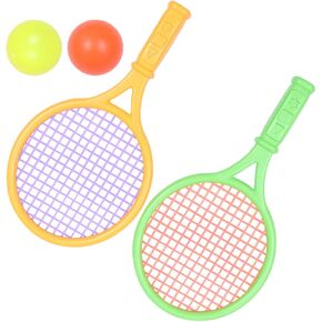 Children Tennis Racket 2 Sets Kid Tennis Racquet Beginners Tennis Racket with Balls Plastic Tennis Racquet for Children Toddlers Kindergarten Outdoor Toys Yellow Green