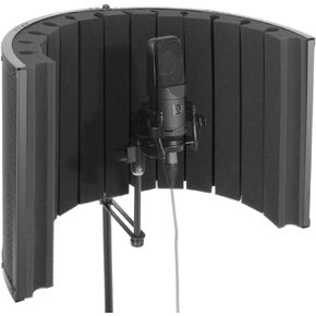 PyleUsa Mini Portable Vocal Recording Booth - Use with Standard Microphone,Isolation Noise Filter Reflection Shield for Studio Quality Audio - Dual Acoustic Foam Soundproof Panel PSMRS09 Black