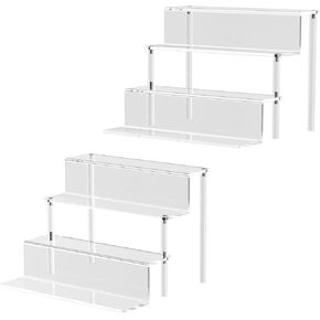 12 Inch Display Risers,4 Tier Perfume Organizer Stand,Clear Cupcake Stand Holder Figures, Dessert Shelves for Party, Riser Stand for Decoration and Organizer