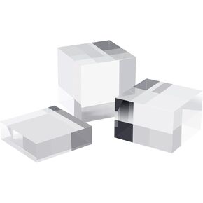 Clear Polished Acrylic Cube Photo Props, Edge Polished Acrylic Display Blocks Display Base Display Riser, Solid Acrylic Pedestal for Collectibles Figures Cosmetics, 3Pcs, 3.1x3.1x1-2-3In