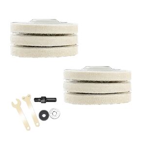 Wool Polishing Wheel Disc, with Drill Angle Grinder Adapter, 4 Inch Round Wool Felt Disc Buffing Wheel Pads, for 100 Angle Grinder, Durable Felt Polishing Pads (6)