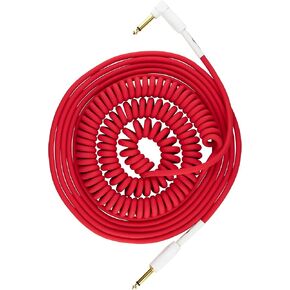 Pig Hog PHCC30CA Half Coil Instrument Cable 30ft, Candy Apple Red 8mm PVC Outer Covering 1/4"-1/4" Right Angle Connectors