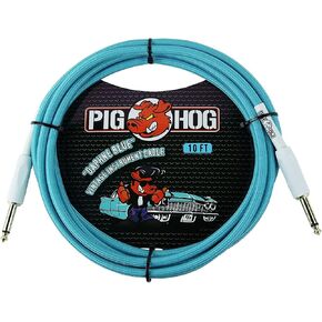 Pig Hog PCH10DB 1/4" to 1/4" Daphne Blue Guitar Instrument Cable, 10 Feet