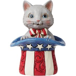 Enesco Jim Shore Heartwood Creek Patriotic Kitten in Top Hat Miniature Figurine, 3.5 Inch, Multicolor