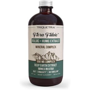 Flora Fulvic | Fulvic Acid + Humic Acid Complex – 550 mg |Mined in Utah, Prehistoric Deep Earth Extract | Immunity, Gut, Digestion – Natural Trace Mineral Complex, Fulvic Acid Supplement – 8 fl oz.