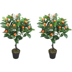 AMERIQUE Pair 38 Inch Artificial Orange Trees with Nursery Pots