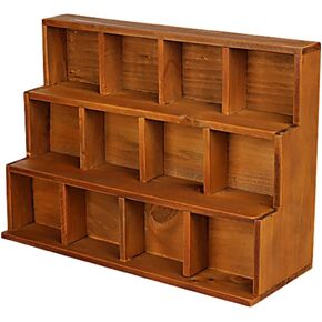 Zerodeko Book Display Stand Wooden Shadow Box Display Shelf: Wall Mounted Rustic Display Rack Multi Layer Stand for Action Figure Mini Figurine Vendors Figures Perfumes Jewelry Floating Wall Shelves
