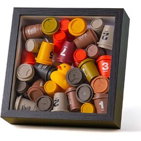 7x7 Shadow Box Frame in Black, 3D Shadow Box Display Case, Coffee Aficionado Memory Box for Coffee Capsule, Collections, Mementos, Collages - Coffee Lover Gifts, Coffee Art Wall Decor(2.3" Depth)