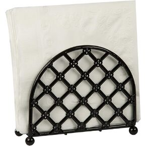 Home Basics Steel Heavyweight Lattice Collection Napkin Holder , Black Finish , 5.5"x5"x2.5"