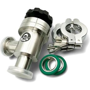 bmotiontech Manual Right Angle Valve, Bellow Seal Valve, with ISO-KF KF25 Flange + 2 Sets Aluminum Wing nut Clamps + Centering Rings + FKM O-Rings (KF25 90°Angle Valve)