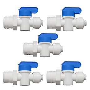 1/2-InchPT (3/4'') Male Straight 1/4-Inch OD Tube Ball Valve Quick Connect Aquarium RO Water Pack of 5