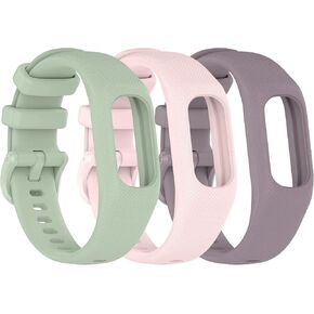3PCS Soft Silicone Bands Compatible with Garmin Vivosmart 5 Straps Replacement Wristbands Bracelet Band Case Cover for Women Men, Small/Large Size