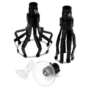 QWORK Professional Light Bulb Changer Kit - 3 Piece Set - Extension Pole Compatible, for High Ceiling Incandescent Bulbs with Standard, Floodlight & Recessed Changer, Secure Bulb Replacement Tool