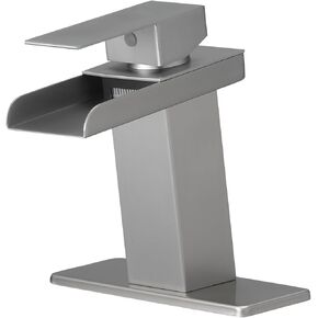 BWE Oil Rubbed Bronze Bathroom Faucet Modern Waterfall for Sink 1 Hole or 3 Hole Rustic Bath Vanity Faucets Single Handle Mixer Tap with Supply Lines