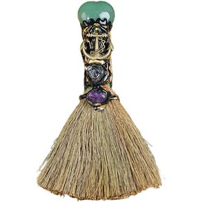 Crystal Witch Wiccan Altar Broom,Witchcraft Witches Pagan Altar Decor, Handmade Ritual Magic Ceremonial(Amethyst)