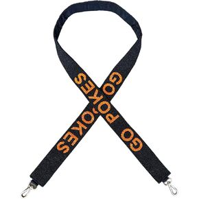 Beaded Purse Strap Oklahoma Black and Orange State College Game Day Clear Handbag Replacement Strap Stadium Football University 49" Gold Hardware Clips