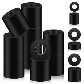 Swpeet 10Pcs Black 3/4" OD x 3/8" ID x 3/4" Thickness Multi Purpose Neoprene Round Rubber Spacer, Anti Vibration Isolation Pads Thick Rubber Isolator Flat Washer Bushings Washers for Home Accessories