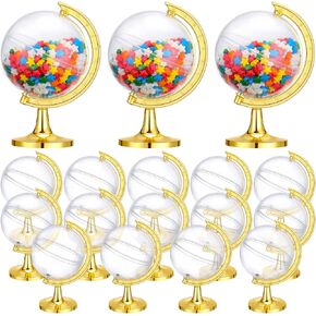 40 Pack Mini Gold Globe Clear Candy Boxes Earth Shaped Party Favor Containers Candy Plastic Gift Box Fillable Ornaments Crafts Decorations Small Candy Packing Box for Wedding Birthday Earth Day