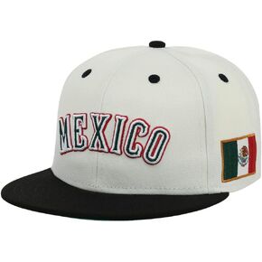 Rings & Crwns Mexico Country Pride Logo قبعة Snapback مسطحة قابلة للتعديل بلاتينية/أسود in Kuwait