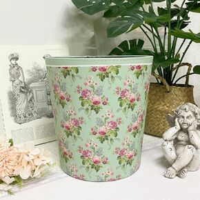Leather Roses Pink Trash Can for Bedroom,Waterproof Round Wastebasket Garbage Container Bin for Bedroom, Office, Kitchen, Living Room and Bathroom,2.1 Gallons (Pink Roses)