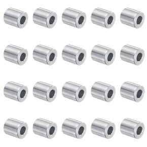 uxcell 20pcs Aluminum Spacer 5mm Bore x 10mm OD x 10mm Length Screw Standoff Bushing Plain Finish Round Metal Spacer for M5 Screws Bolts and Rods
