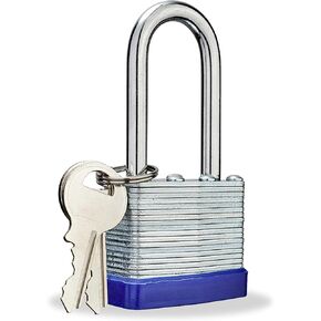 Lock Outdoor Padlocks, Laminated keyed Padlock, 1-9/16 in Wide Body, Padlock Set with Keys, Long Shackle (1Pack)