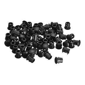 uxcell 5mm(13/64") Plastic Hole Plugs, 66Pcs Flush Type Panel Round Snap in Fastener Knockout Locking Plugs for Furniture Insert End Caps Panels, Black