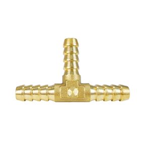 Nigo Industrial Co. 3-Way Tee Brass Hose Fitting, 1/4" x 1/4" x 1/4" ID Hose Barb Pipe Fitting (Pack of 3)