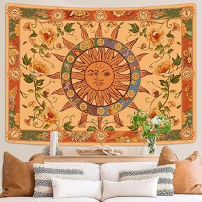 Kanuyee Skull Tapestry Wall Hanging Hippie Tapestry Blacklight Tapestries For Bedroom UV Room Decor For Bedroom Aesthetic (Moon, 36.00" x 48.00")