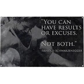 Banger - Arnold Schwarzenegger "You Can Have Results Or Excuses. Not Both." Quote Motivational Inspirational Office Gym Wall College Dorm Room Decor Design on a 3X5 Feet Flag with 4 Grommets for Easy