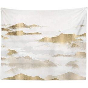 The Oliver Gal Artist Co. Nature and Landscape Decorative Tapestry Wall Art 'Mountain of The Soul' Home Décor, 80" x 68", Gold, White