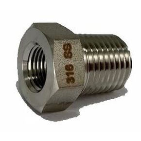 316 SS 1/4 Inch NPT Male to 1/8 Inch NPT Female Reducer - Taper Hex Thread for Air, Liquid, Water, Oil or Hydraulic Fitting - Industrial Air Tool Hose or Pipe Connections 316SS